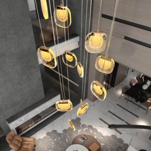 Long LED Pendant Chandelier Light 