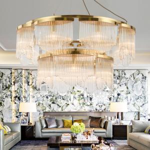 Large Luxury Glod Copper Glass Crystal Chandelier