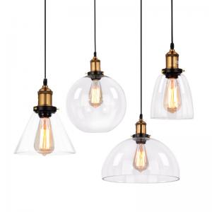 Copper Clear Glass Dome Pendant Light