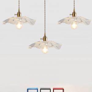 Single Brass Glass Saucer Pendant Light